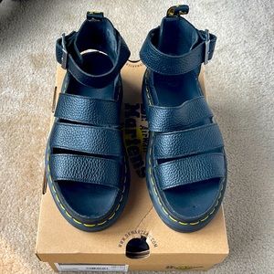 Dr. Martens Clarissa II Quad Black Leather Gladiator Sandals US 7 UK 5